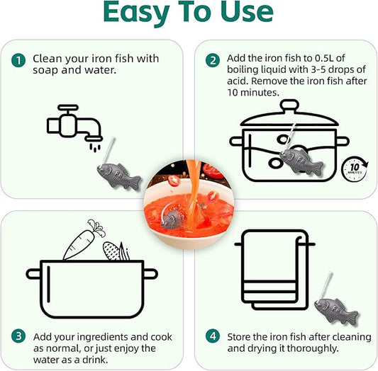 Iron Fish Cooking Tool, Natural Iron Supplement to Support Iron Levels for Vegans, Athletes, Pregnant Women, and Children – Safe & Effective Cooking Tool for Reducing Iron Deficiency (2Pack)