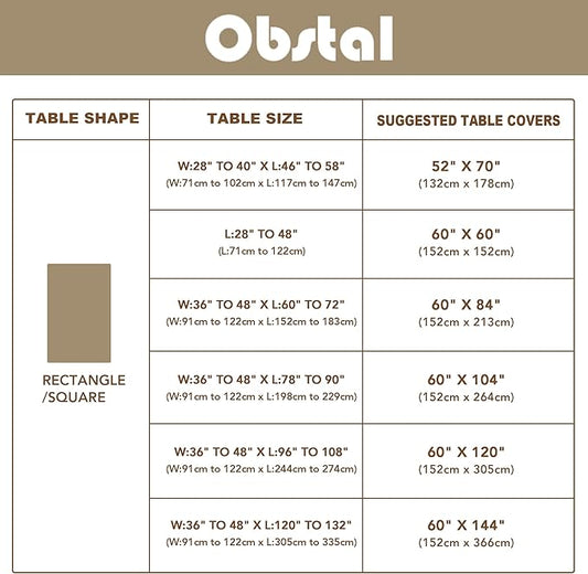 Obstal 210GSM Rectangle Table Cloth - Heavy Duty Water Resistance Microfiber Tablecloth, Decorative Fabric Table Cover for Outdoor and Indoor Use (Coffee, 60 x 102 Inch)