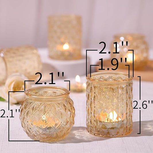 36pcs Assorted Gold Votive Candle Holders, Tea Light Candle Holder Glass for Wedding Table Decor, Gold Candle Holders for Table Centerpiece, Brithday and Holiday Decorations