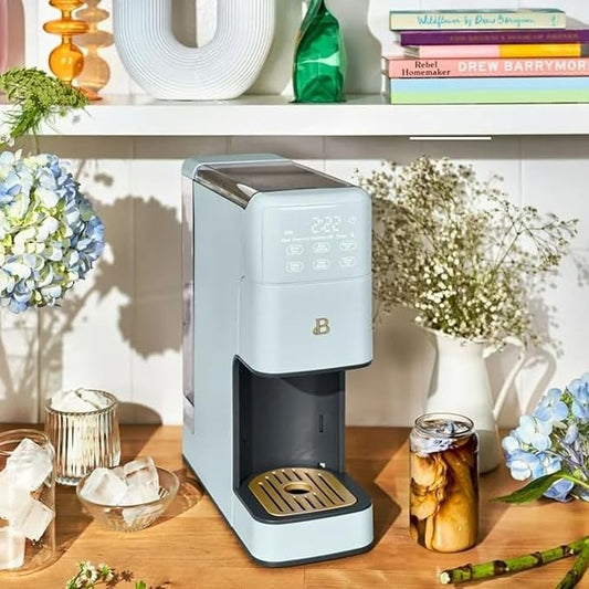 Beautiful Perfect Grind Programmable Single Serve Coffee Maker, Burr Grinder, 64 oz Reservoir, 6 Brew Sizes by Drew Barrymore (Hydrangea)