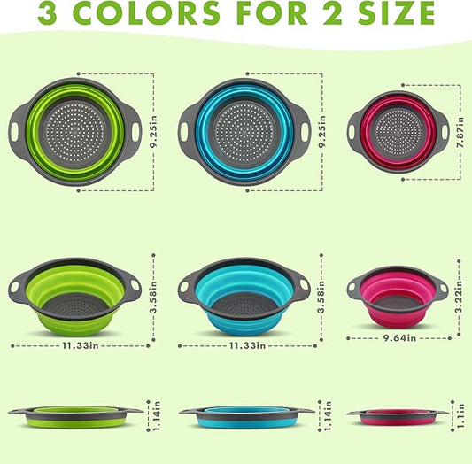 Silicone Collapsible Colander Sink Colander Collapsible Camping Versatile Collapsible Strainer Sink strainer basket over Sink Strainer (Red Green Blue)