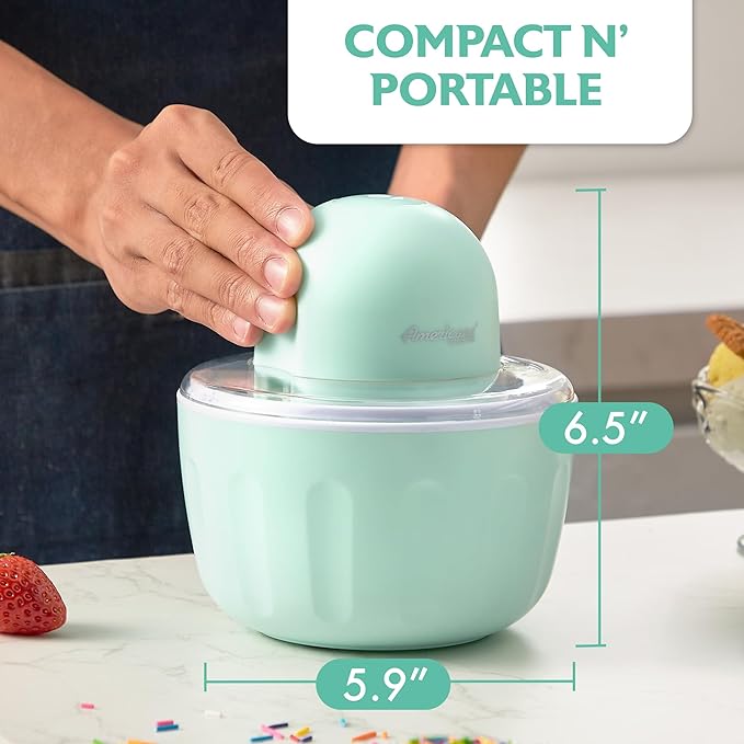 Americana Collection Elite Pint Perfect™ EIM1205MX 1 Pint Ice Cream Maker Freezing Mug, Frozen Yogurt, Sorbet, Gelato Treat, Recipes, Mint