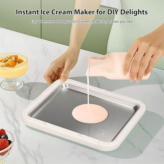 Diydeg Rolled Ice Cream Maker, Stainless Steel Instant Cold Plate with 2 Spatulas for Family Activities and Homemade DIY, Easy to Clean Ice Cream Machine for Ice and Yogurt
