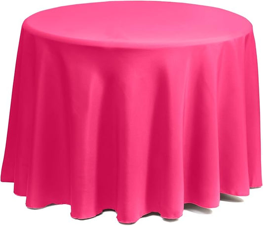 Gee Di Moda Round Tablecloth - 108 Inch Fuchsia Round Table Cloth for 48 to 72 Inch Round Tables - Heavy Duty Washable Fabric - for Buffet Table, Holiday Party, Dinner, Wedding & Baby Shower
