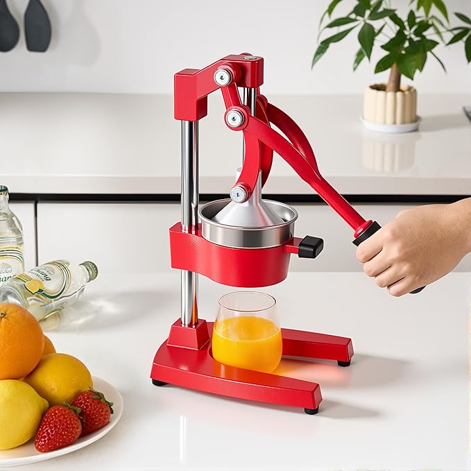 Manual Cast Iron Citrus Juicer,Commercial Hand Press Squeezer,Heavy Duty Countertop Squeezer for Fresh Orange Lemon Juice with Stainless Steel Cup