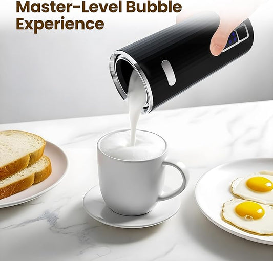 Kismile Milk Frother, 6-in-1 Electric Milk Steamer with Stainless Steel Inner Tank,Automatic Warm and Cold Foam Maker for Latte, Cappuccinos, Macchiato(Black)