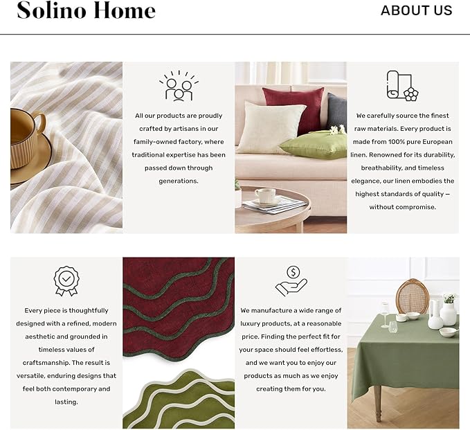 Solino Home Linen Ivory Table Runner 72 Inches Long - 100% Pure Linen Hemstitch Table Runner 14 x 72 Inch for Dresser, Dining, Spring, Easter - Classic Hemstitch