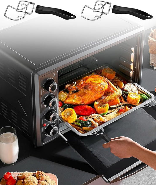 JUNTIANZE 2 Pcs Air Fryer Convection Toaster Oven Tray Extractor,Oven Tray Handle, Oven Rack Pull Tool,Grills Clip, Oven Clip,Be suitable for Air Fryer, Toaster Oven,Used to Quickly Remove