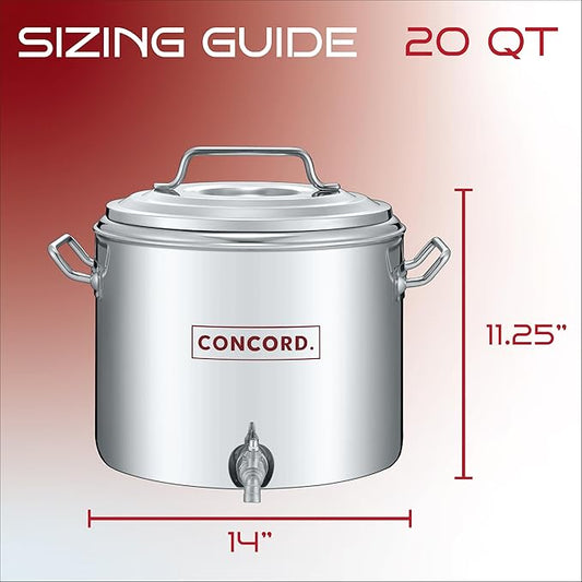 Concord Stainless Steel S Series Insulated Double Wall Stock Pot. Outdoor Kettle, great for temperature retention (20 Quart)