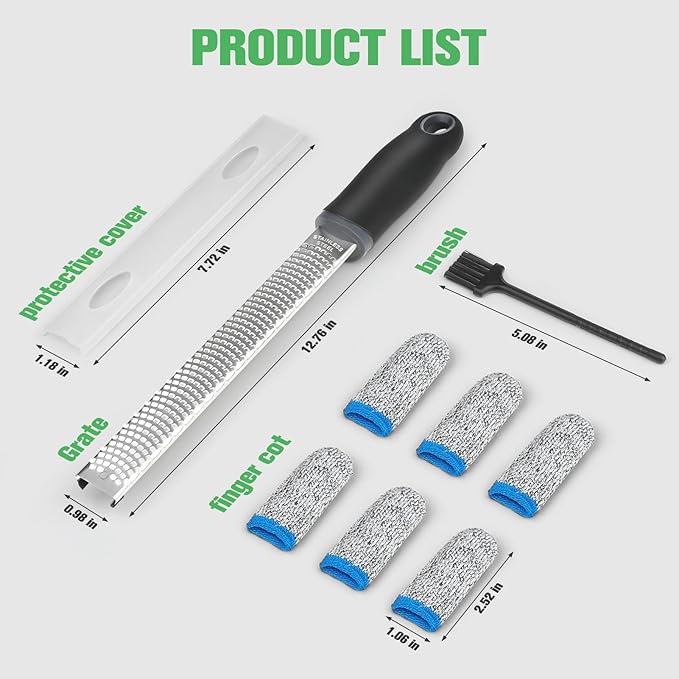NEUTYPECHIC Cheese Grater, Lemon Grater, Stainless Steel, Zester Grater, Premium Zester Grater, Parmesan Grater, Dishwasher Safe, Garlic Grater with Protective Cover and Finger Protection, Nutmeg,