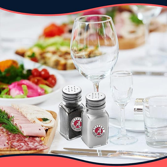 Heritage Pewter University of Alabama Crimson Tide Salt and Pepper Shaker Set of 2 Bottles | Expertly Crafted Pewter Glass