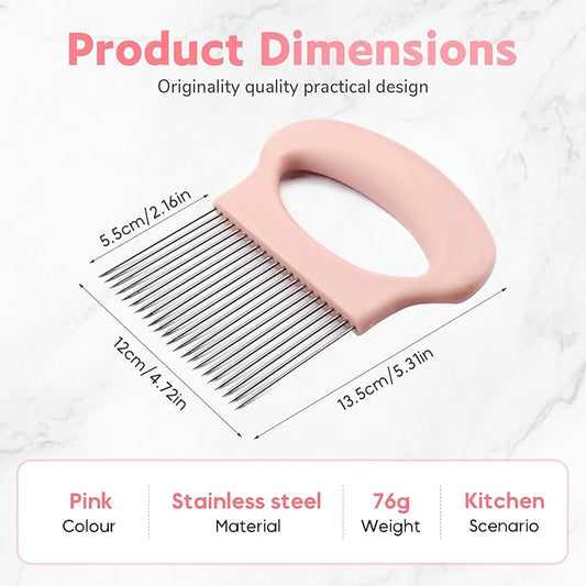 Stainless Steel Onion Slice Holder, Onion Holder for Slicing, Egg Cutter Vegetable Chopper, Ultifunctiona Fruit Slicer OnionPin Slicer Loose Meat Pin, Kitchen Chopper Slicing Tool (2, C)