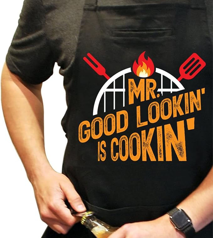 Mr Good Lookin Cooking Apron, Kitchen Apron for Men, Ideal Christmas or Father's Day Gift, Gift Set or Apron Only