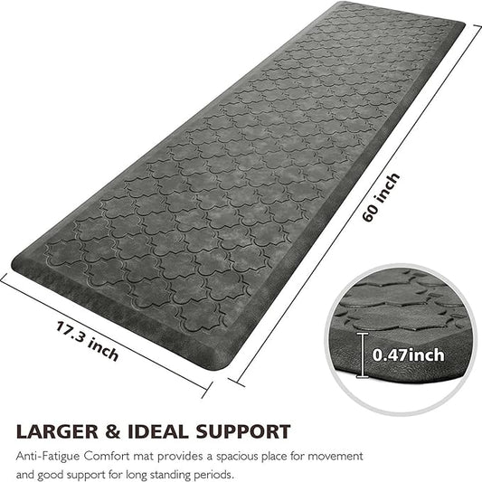 WISELIFE Kitchen Mat Cushioned Anti Fatigue Floor Mat,17.3"x60", Thick Non Slip Water Resistant Kitchen Rugs and Mats, Standing Mat for Floor,Home,Office,Desk,Sink, Grey