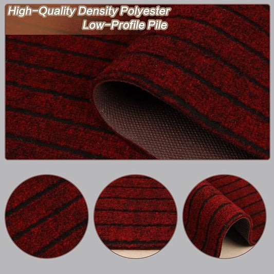 4' x 43' Runner Rugs with Rubber Backing, Indoor Outdoor Utility Carpet Runner Rugs, Stripe Red, Can Be Used as Aisle for The RV and Boat, Laundry Room and Balcony