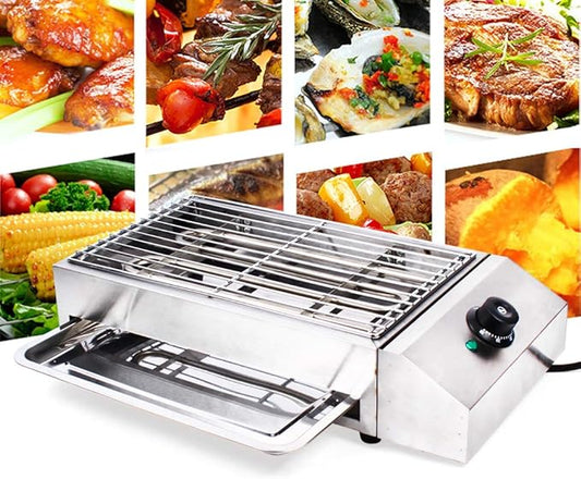 Countertop Electric BBQ Grill, Flat Top Grill Hot Plate Barbecue Grills Indoor/Outdoor Portable Electric Griddle with Adjustable Thermostatic Control 110V