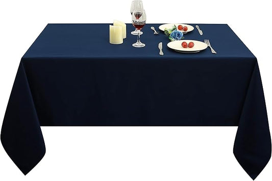 Obstal Rectangle Table Clothes for 8 Foot Rectangle Tables, Oil-Proof Spill-Proof and Water Resistance Tablecloth, Decorative Fabric Table Cover for Outdoor and Indoor Use (Navy Blue, 60 x 120 Inch)
