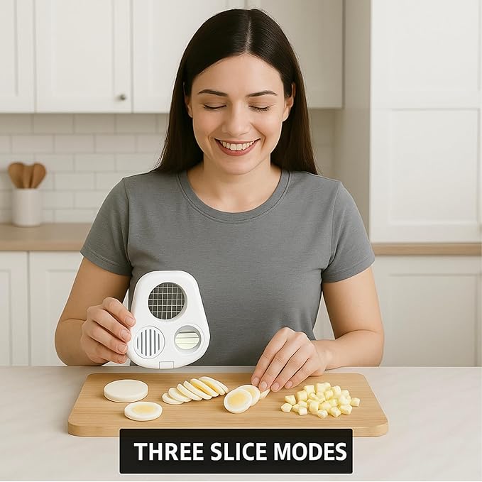 Egg Slicer for Hard Boiled Eggs – 3 in 1 Heavy Duty Stainless Steel Cutter, 3 Ways to Slice, Egg Dicer, Egg Chopper, Boiled Slicer, OXO Egg Slicer Alternative, Metal Egg Cutter