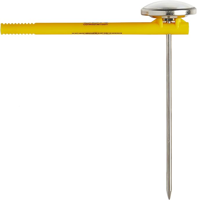 CDN ProAccurate® Instant Read Beverage Frothing Thermometer with Clip for Precise Temperature Measurement, 5" Stainless Steel Stem, Yellow Case (IRB220-F)