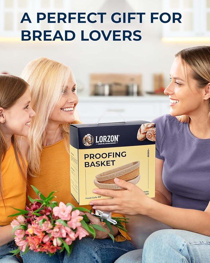 Banneton Bread Proofing Baskets Set, 10″ Round & 11″ Oval Sourdough Proofing Baskets with Liners, Proofing Bowls for Sourdough Bread (Plastic)