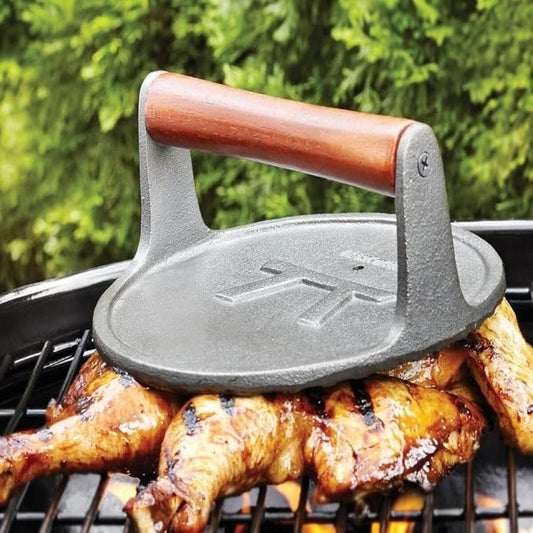 Outset Cast Iron, 8 x 8 x 3.25 inches, Round Grill Press