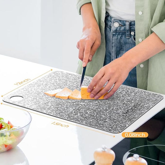 Titanium Cutting Board |100% Pure GR1 Titanium Cutting Board 0.08" Thick |Durable and Double-Sided Cutting Boards for Meat, Fruits and Vegetables | Dishwasher Safe (15" x 10" x 0.08")(Crystallization)