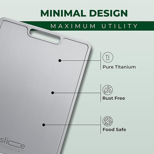 Real Titanium Cutting Board for Kitchen, Pure Titanium Large 15x11 Metal Cutting Boards for Meat and Vegetables, Food Safe, Dishwasher Safe