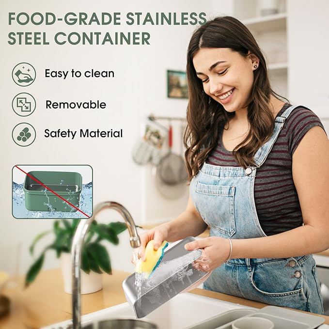 Electric Lunch Box Food Heater Upgrade 3 in 1 Portable Food Warmer 60-100W Leakproof Heated Lunch Box for Adults Car/Truck/Office with 1.8L SS Container Fork Spoon Carry Bag, 12V/24V/110V