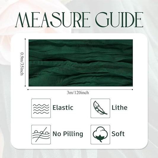 Wokceer Cheesecloth Table Runner Christmas 12Pack 10FT Emerald Green Boho Gauze Cheese Cloth Table Runner for Party Rustic Sheer Table Runners for Baby Bridal Shower Wedding Easter Table Decor