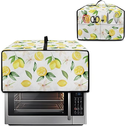 Doojoayie Small Appliance Covers Lemon Toaster Oven Cover 8 Slice Kitchen Accessory Dust Protector 22.5"x18.5"x 13" Compatible with Toaster/Kitchen Appliance