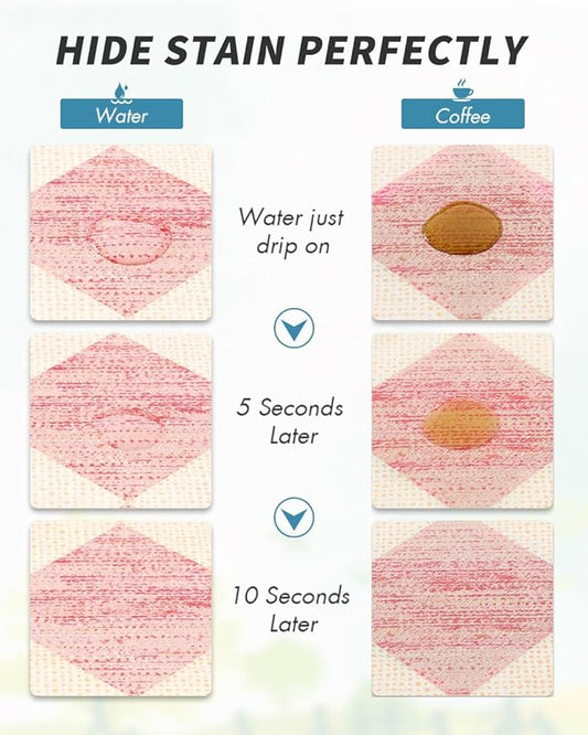 AMOAMI Coffee Mat Hide Stain Rubber Backed Absorbent Dish Drying Mat for Kitchen Counter - Fits Under Coffee Maker or Machine - PINK 16X24