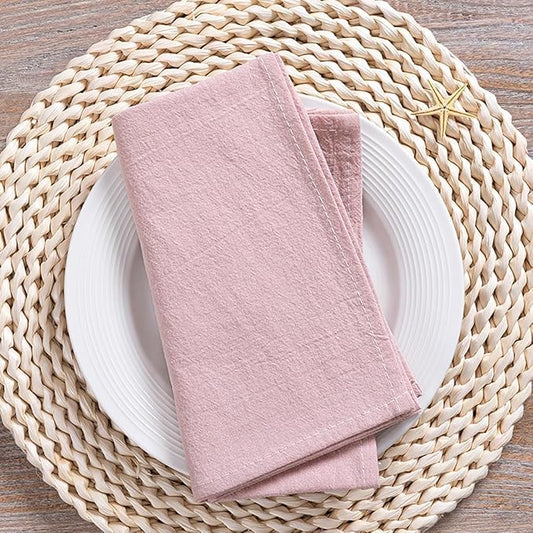 MLMC 8 Pack Pink Cloth Napkins Rustic Washable Cotton Linen Valentine's Day Napkins Set of 8 Dusty Pink 17"x17" Reusable Dinner Napkins Cloth for Spring Easter Wedding Bridal Shower Reception