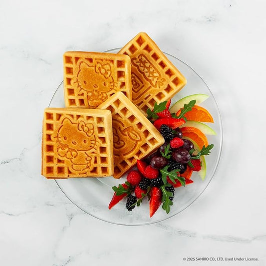Uncanny Brands Hello Kitty Deluxe Waffler - Hello Kitty Iconic Characters and Symbols on Your Waffles
