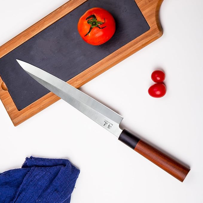 SHANGDAO Sashimi Sushi Knife 10 Inch, Japanese Yanagiba Knife For Cutting Fish Filleting and Slicing, Premium German Stainless Steel & Traditional Wooden Handle, Gift Box