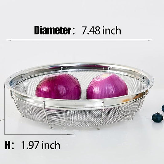Fine Mesh Strainer for Kitchen, Stainless Steel Colander Bowl for Pasta, Rice, Fruit, Metal Net Baskets with Resting Base - Strain, Drain, Rinse (Diameter 7.48 inch)