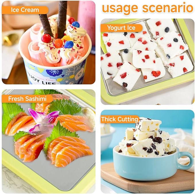 2026 Rolled Ice Cream Maker - 3-Minute Portable Ice Cream Machine with Stainless Steel Freeze Tray & 2 Scrapers, No Electricity Needed, Perfect for Family and Party Desserts (Green)