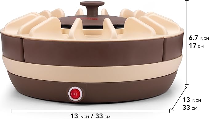 Lazy Susan Taco Bar & Condiment Containers with Lids, 4 Taco Holders for Taco Tuesday Kit, Fondue Pot for Taco Bell Sauce, Burritos, Nachos, and Fajitas, Brown