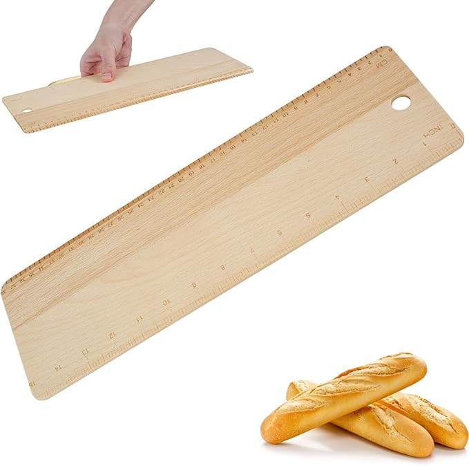 15 Inch Bread Transfer Peel Beech,French Bread Flipping Board Hanging Bread Peels, Bakeware for French Bread Baking(Wood color)