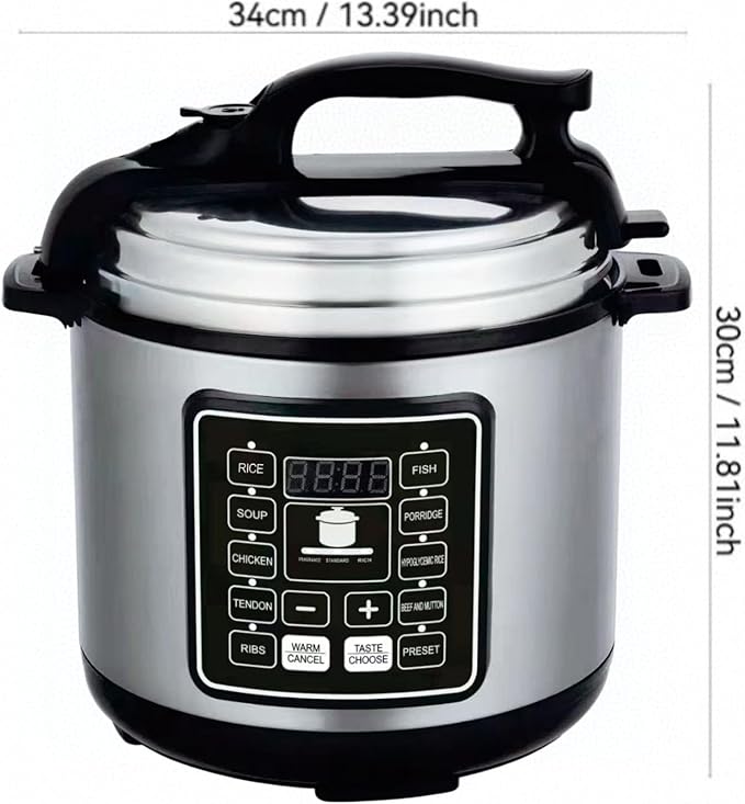 Aptovpvp Electric Pressure Cooker, 6 Liters, Slow Stew Pot With 24-Hour Reservation Function, 10 In 1 Rice Cooker, Wok, Cake, Yogurt, Etc., Stainless Steel/Black