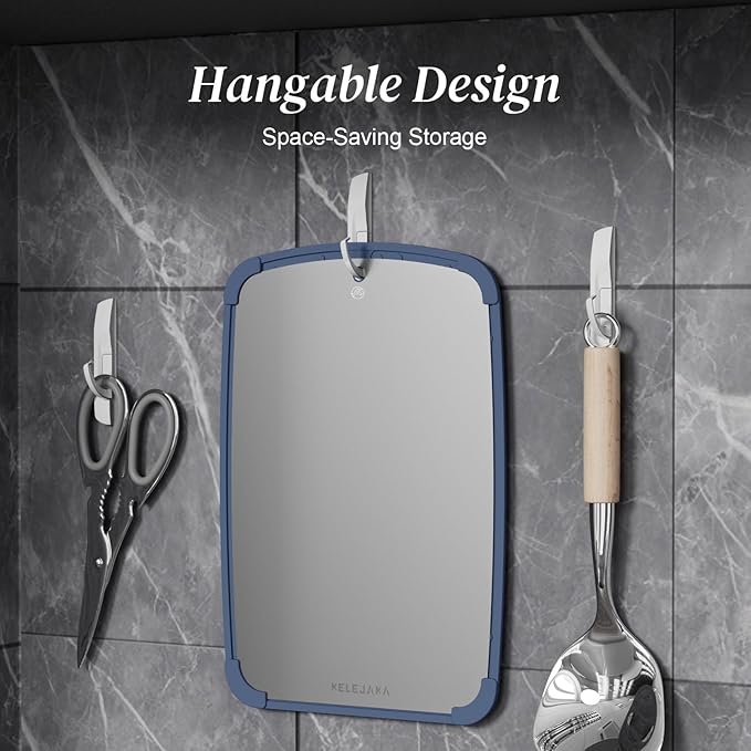 Pure Titanium Dual-Side Cutting Board with Non-Slip Pad ¨C Hygienic, Warp-Proof, Dishwasher Safe Kitchen & Outdoor Chopping Board, 13.4" x9"