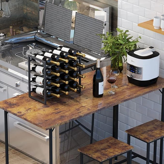 IBUYKE Wine Racks Countertop, 4 Tiers Metal Wine Rack,Wine Rack Freestanding Storage 16 Bottle Capacity, for Home Kitchen, Pantry, Wine Cellar, Bar, Black UTMJ903H