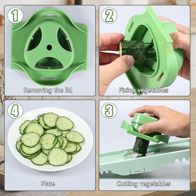 6 Blades Mandoline Slicer with Hand Guard Multifunctional Mandoline Food Slicer Foldable Mandoline Vegetable Slicer Professional Vegetable Chopper Potato Slicer for Fruits Vegetables