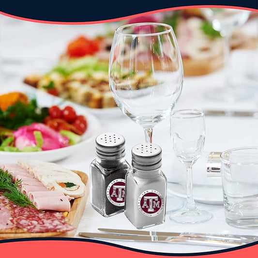 Heritage Pewter Texas A&M Salt and Pepper Shaker Set of 2 Bottles | Expertly Crafted Pewter Glass