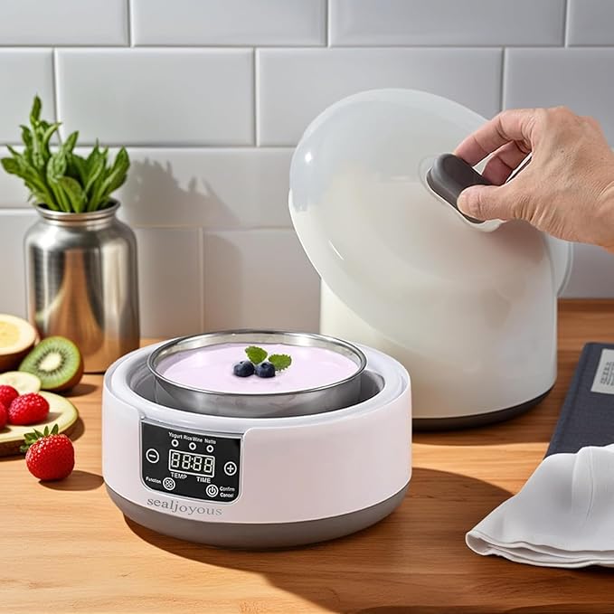 Genuine sealjoyous Yogurt Maker 1-36 hours multi-functional constant temperature yogurt machine,32-45 degrees adjustable, automatic digital LCD display 1.2 liters capacity(With 5 Cups)