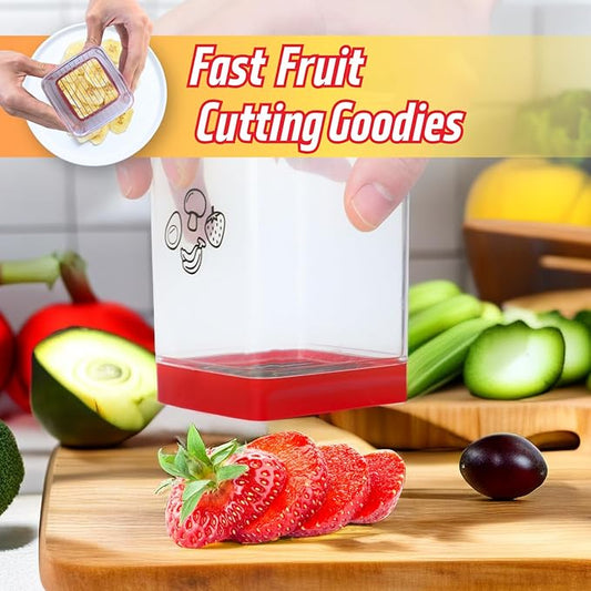 2Pcs Strawberry Slicer,Cup Slicer Fruit with Stainless Steel Egg Slicer kitchen Gadget Fruit & Vegetable Mini Chopper Cup for Salad Quickly Making