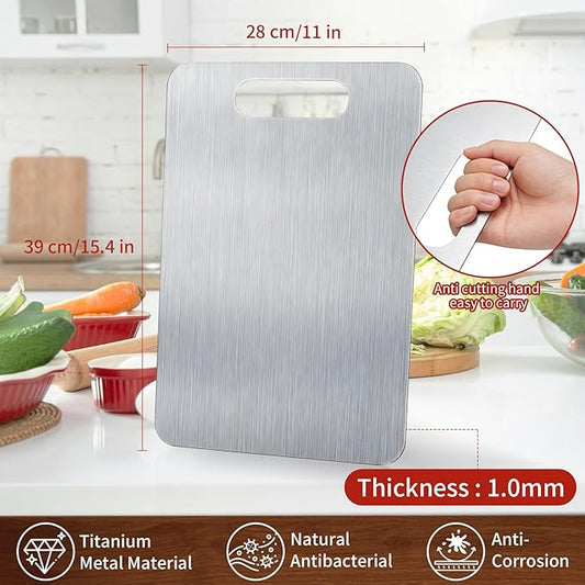 Titanium Cutting Board - 2026 New Upgrade 100% Pure Titanium Cutting Boards for Kitchen Double Sided Non Toxic Titanware Cutting Board,Hygiene Durable Dishwasher Safe Chopping Board(15.3" x 11")