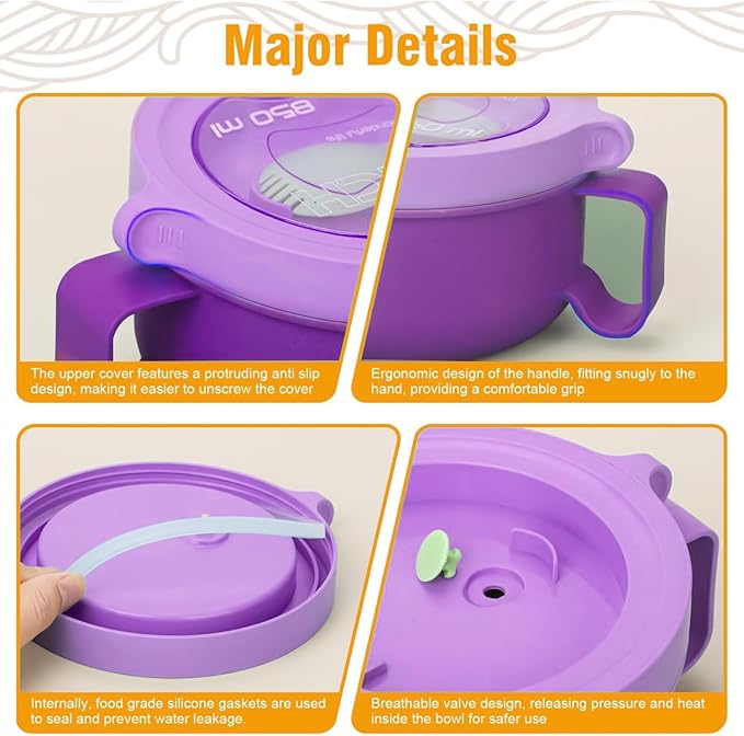 Microwave Bowl with Lids,Ramen Bowl,28oz Microwave Soup Mugs with Handles,for Soup and Instant Noodles,Oatmeal, Gumbo, Salad, College Dorm Room Essentials for Girls for Boys Apartment Essentials