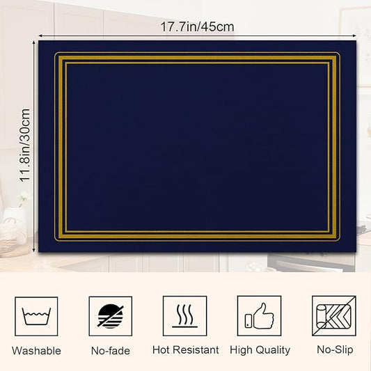 Blue Classic Collection Placemats WashableTablemats Resistant Place Mats Kitchen Decor Dining Decoration for Party, Placemats Set of 4-14