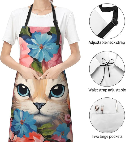 Apron with Pockets Aprons for Women Men Kitchen Chef Apron for Cooking Gardening Server Waitress Painting