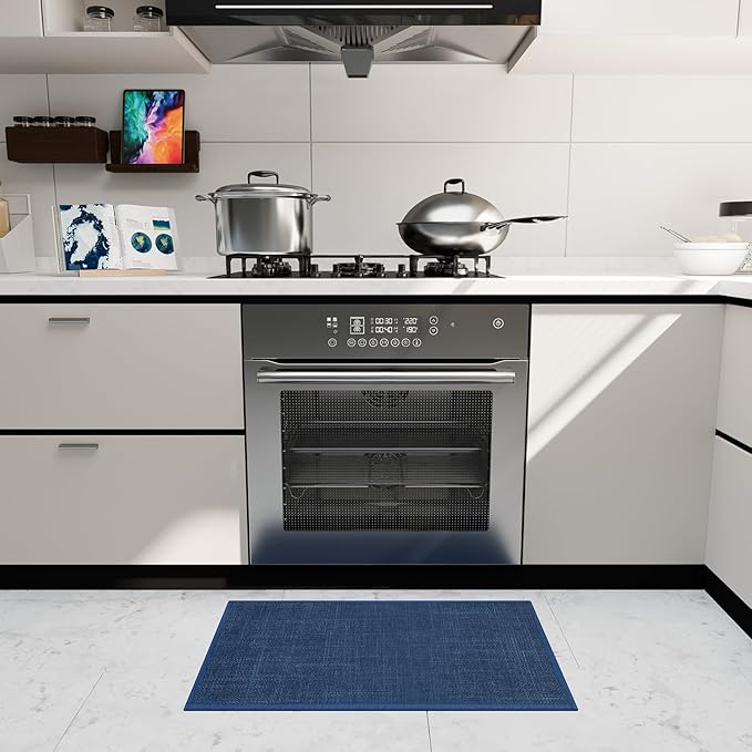 Kitchen Rug, Rubber Non Slip Kitchen Rugs Washable, Absorbent Runner Mat for Floor, Machine Washable Standing Mats for in Front of Sink, Door, Laundry, Entryway, Hallway (Navy Blue, 36" × 24")
